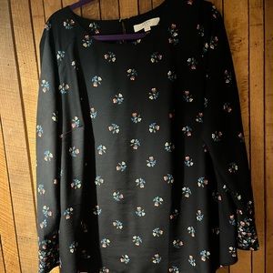 Black Floral Blouse LOFT